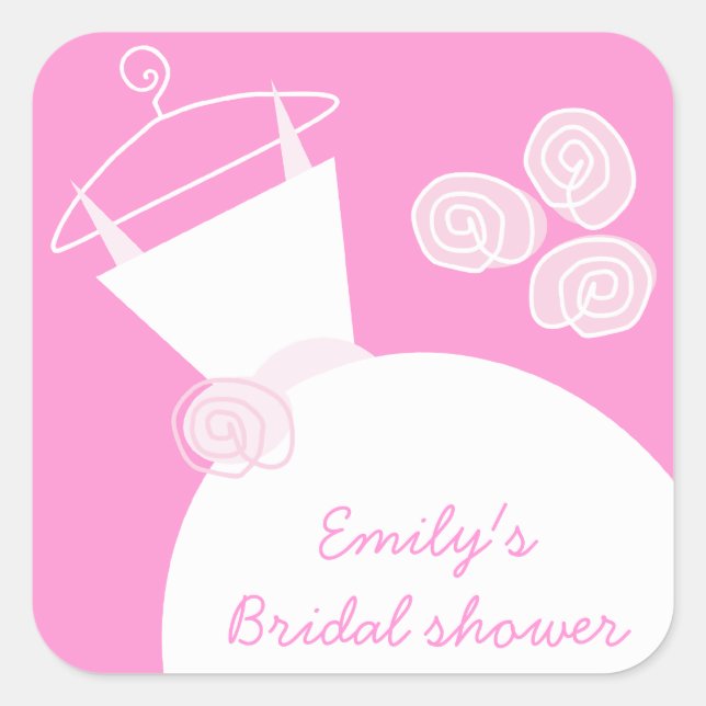 Quadrado Praça do adesivo 'Chá de panela' Rosa de Casamento (Frente)