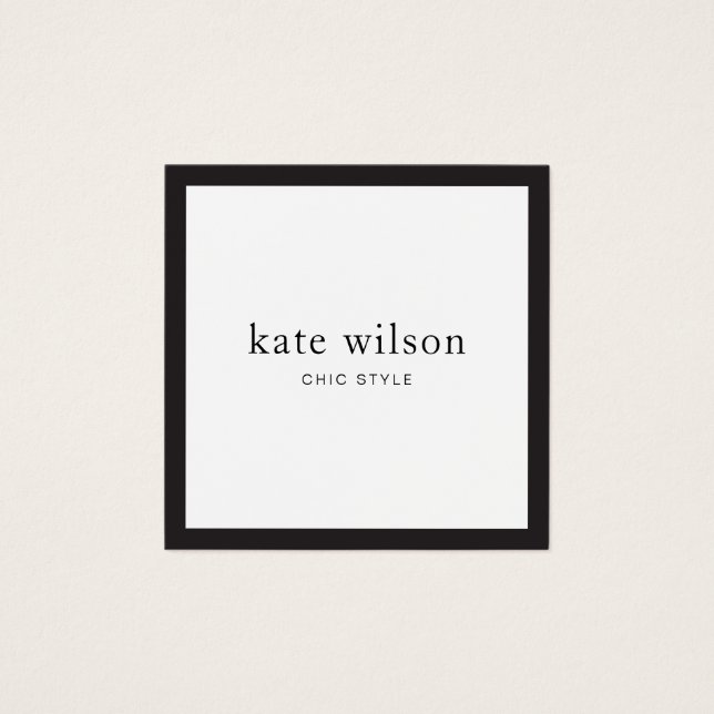 Quadrado profissional branco preto-e-preto elegant (Frente)