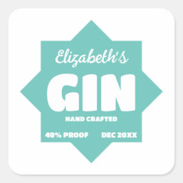 Quadrado Qualquer adesivo de gin personalizado a cores