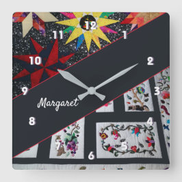 Quadrado Quilogramas de flores e estrelas grande relógio