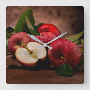 Quadrado Red Deliciosa Apples Relógio Grande