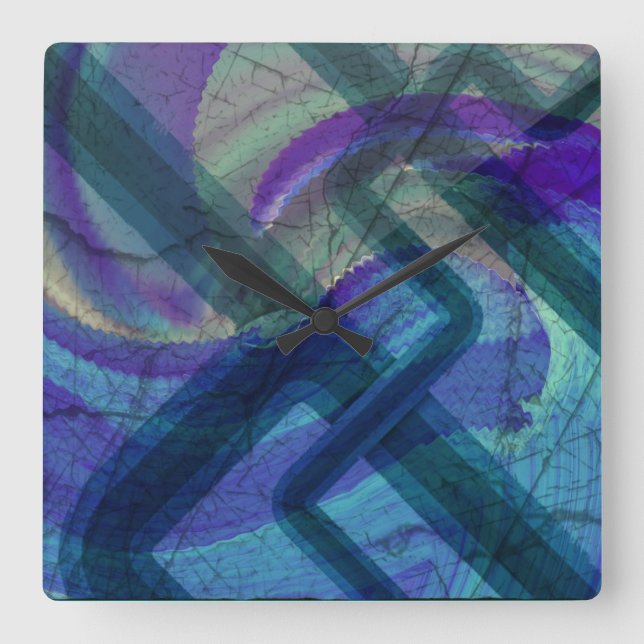 Quadrado Relógio Abstrato de Paisagem Industrial (Frente)