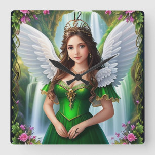 Quadrado Relógio Anjo Princesa Personalizado