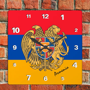 Quadrado Relógio Armênia, lar patriótico, bandeira armênia