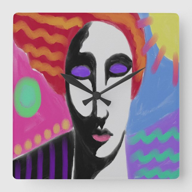 Quadrado Relógio Arredondado de Abstrato (Frente)