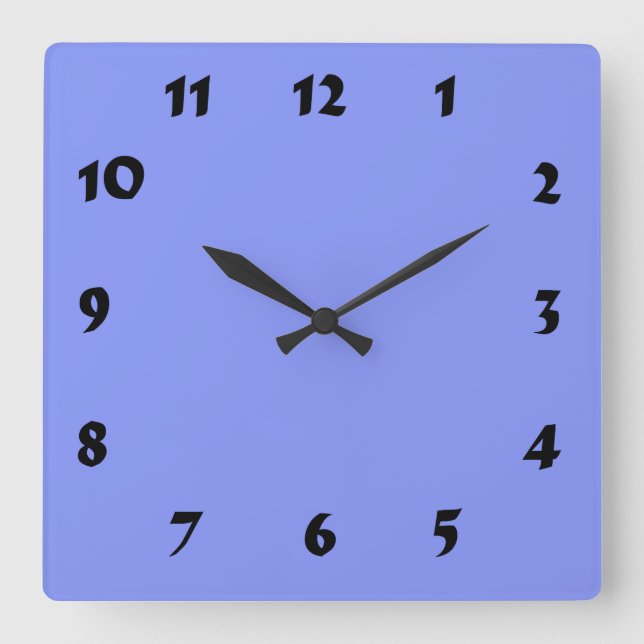 Quadrado Relógio Azul Numerado Alterável (Frente)