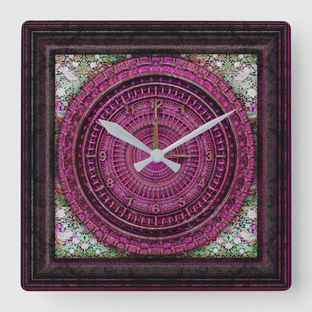 Quadrado relógio barroco vitorioso (Frente)