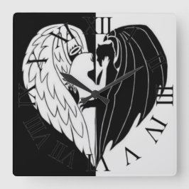 Quadrado relógio branco preto