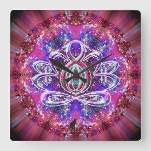Quadrado Relógio Brilliance Zen Lotus