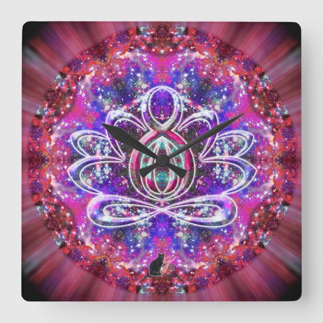 Quadrado Relógio Brilliance Zen Lotus (Frente)