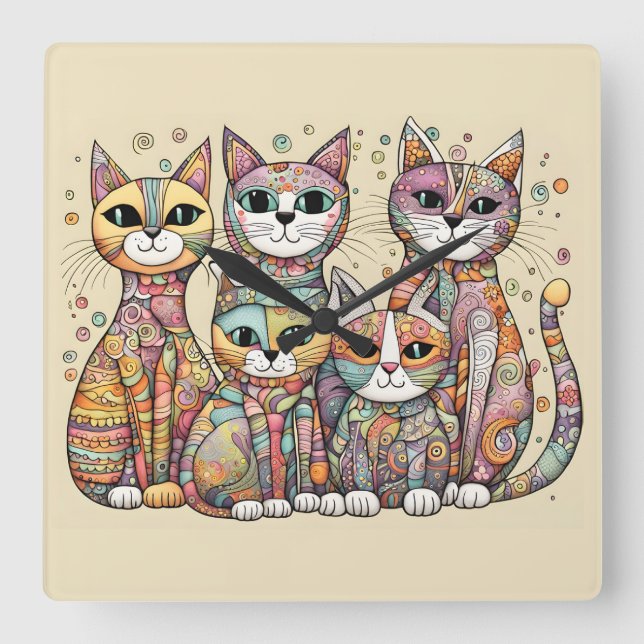 Quadrado relógio calmante para gatos (Frente)