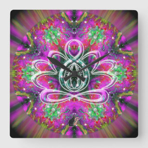 Quadrado Relógio Celestial Zen Lótus