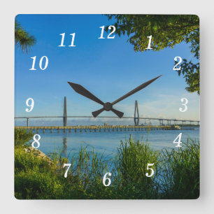 Quadrado Relógio Cênico da Parede Arthur Ravenel Bridge