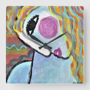 Quadrado Relógio circular de pintura Abstrato colorida