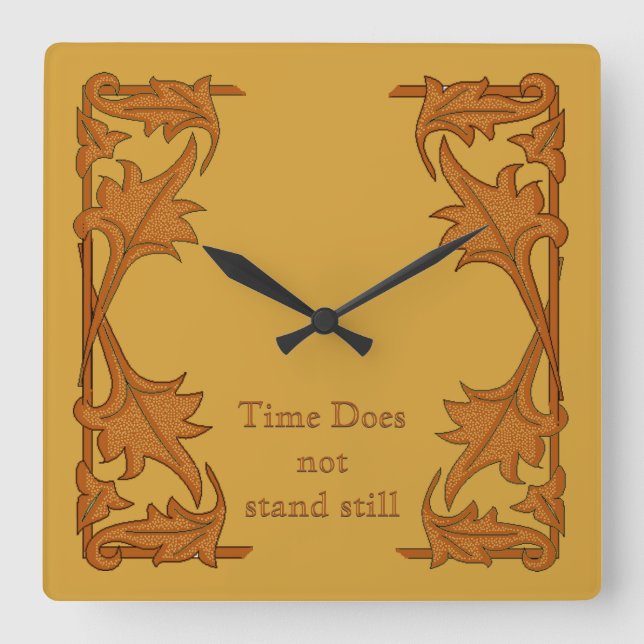 Quadrado Relógio - Colchetes de folhas (Frente)