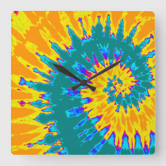 Quadrado Relógio Coletor Espiral Amarelo e Teal