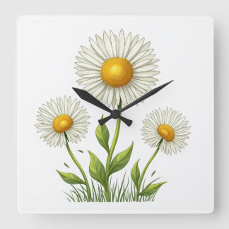 Quadrado Relógio com ilustração de flor de dandelion