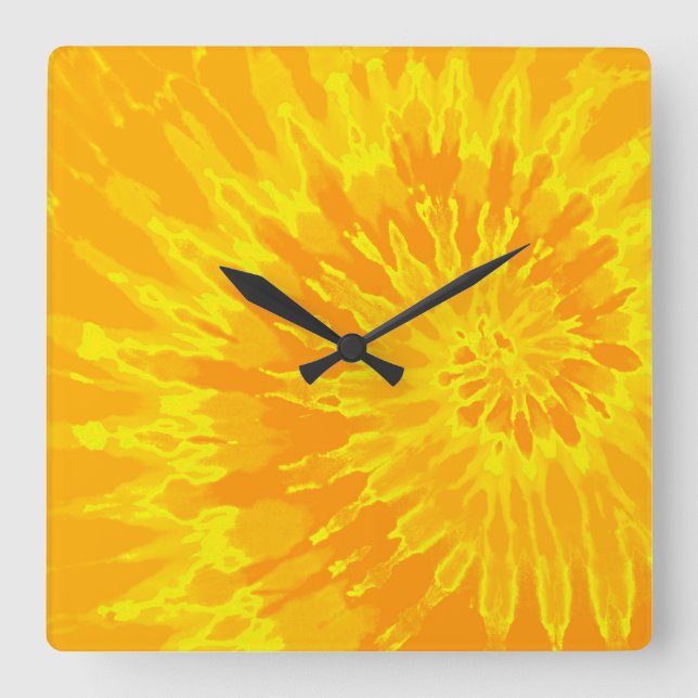 Quadrado Relógio Coral Amarelo-Amarelo (Frente)
