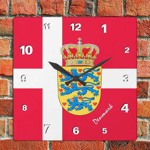 Quadrado Relógio da Dinamarca, lar patriótico, Bandeira Din
