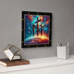 Quadrado Relógio da Paz: Presente Personalizado de Fé