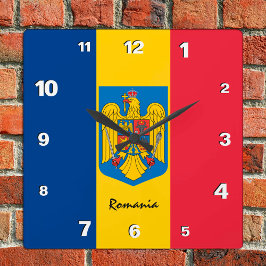 Quadrado Relógio da Romênia, lar patriótico, bandeira romen