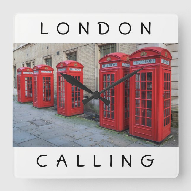 Quadrado Relógio das caixas vermelhas de Londres (Frente)