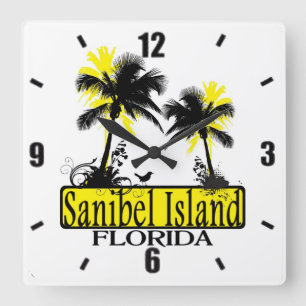 Quadrado Relógio das palmeiras da Flórida Sanibel Island
