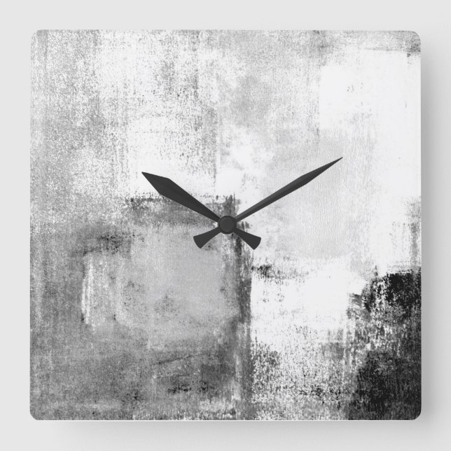 Quadrado Relógio de Abstrato de Lições Pretas e Brancas (Frente)
