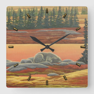 Quadrado Relógio de Arame Polar do Urso de Outono