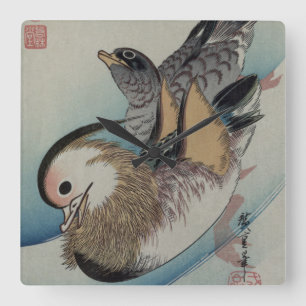 Quadrado Relógio de Arte Japonês