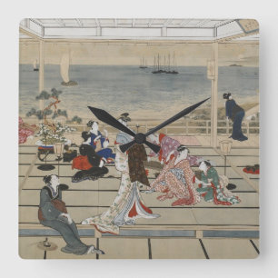 Quadrado Relógio de Arte Japonesa de Utamaro