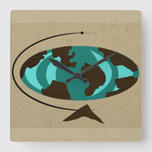 Quadrado Relógio de Arte Moderna do Globo do meio século