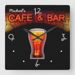 Quadrado Relógio de Barra Personalizado para Mancave com Lu