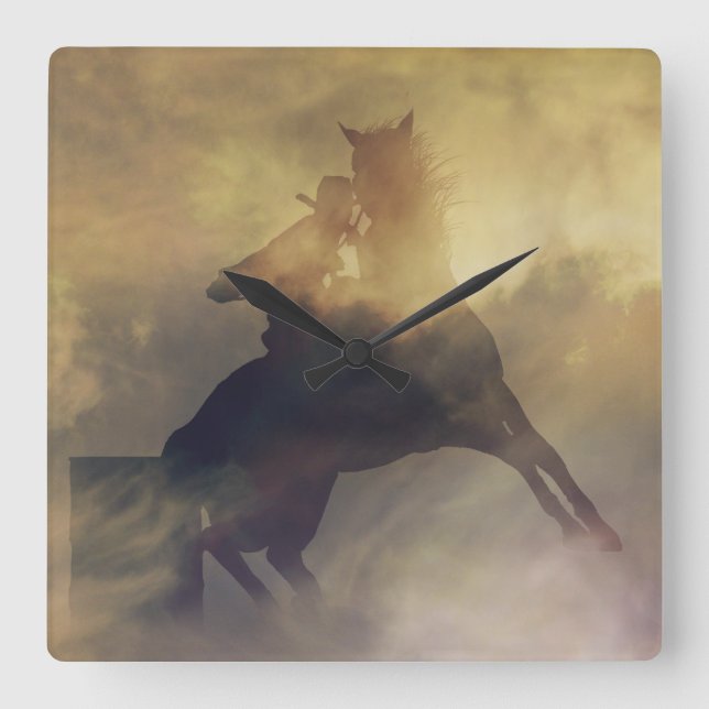 Quadrado Relógio de Barrel Racer (Frente)