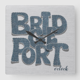 Quadrado Relógio de Bridgeport com Letras em Denim