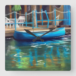 Quadrado Relógio de Canoa Azul