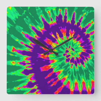 Quadrado Relógio de Coleta Espiral Roxo e Verde