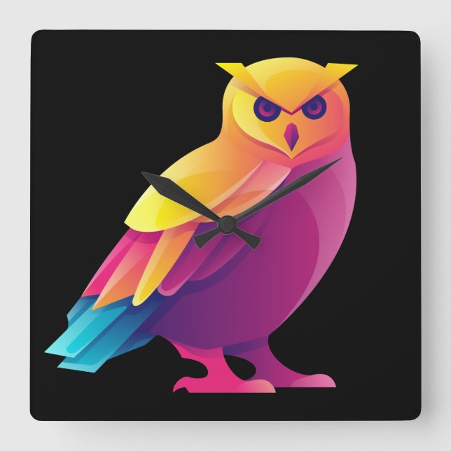 Quadrado Relógio de coruja (Frente)