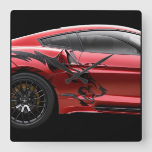 Quadrado Relógio de Coyote Vermelho Mustang
