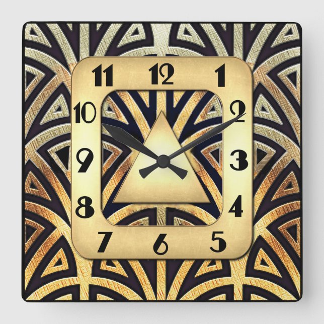 Quadrado Relógio de Deco de Arte Elegante (Frente)
