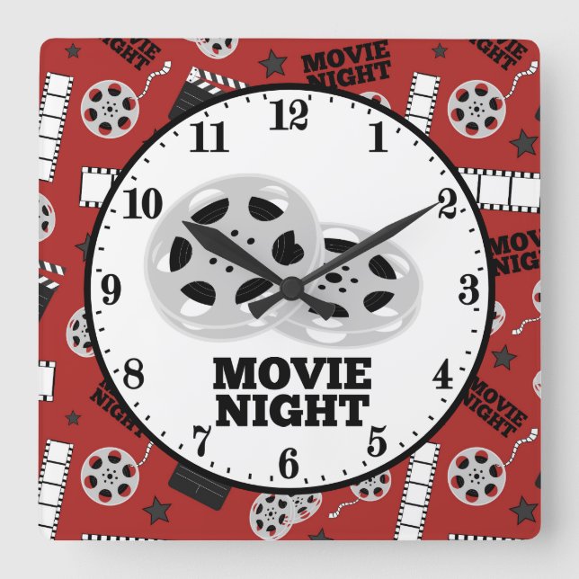 Quadrado Relógio de decoração de cinema em casa (Frente)