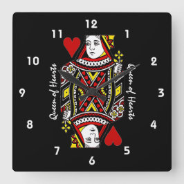 Quadrado Relógio de Design de Rainha dos Corações