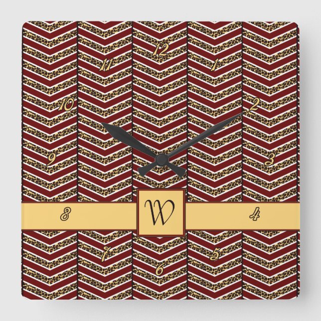 Quadrado Relógio de Disparo de Impressão Leopardo (Frente)