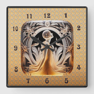Quadrado Relógio de Estilos de Arte Deco Lalique.