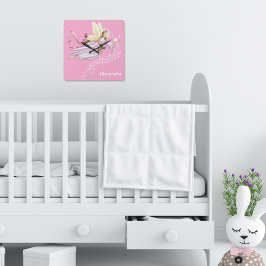 Quadrado Relógio de Fada Magia Personalizada para Raparigas