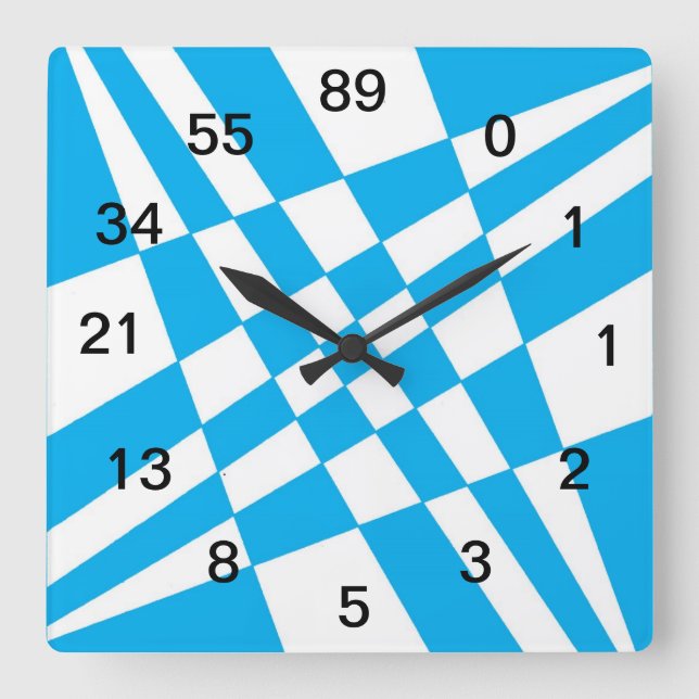 Quadrado Relógio de Fibonacci com números (Frente)