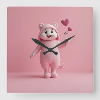 Quadrado relógio de fundo rosa