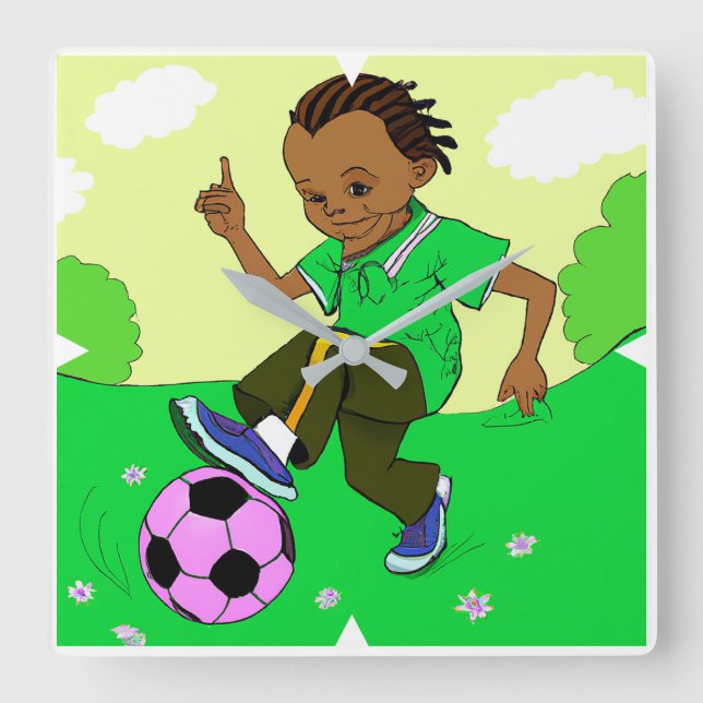 Quadrado Relógio de futebol infantil (Frente)