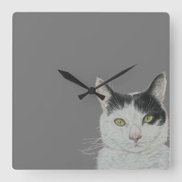 Quadrado Relógio de Gatos