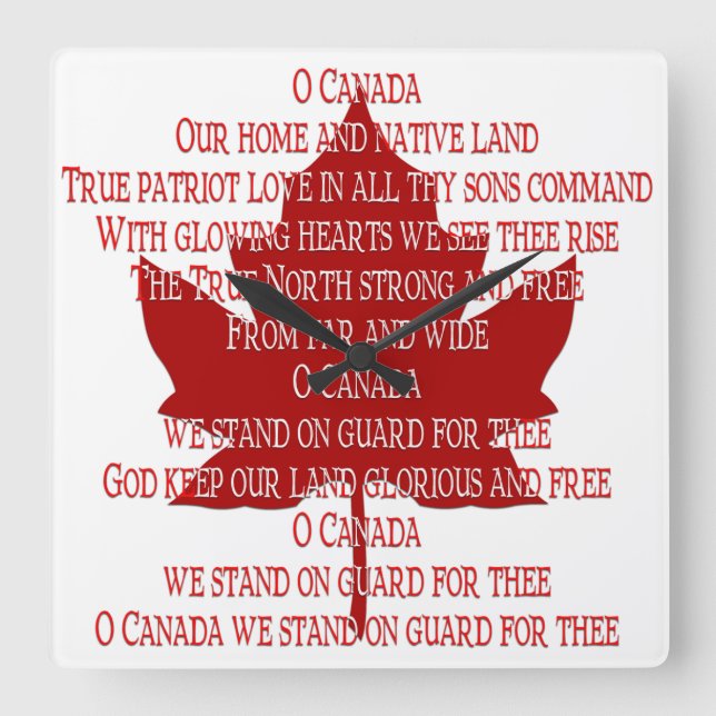 Quadrado Relógio de hino canadense do hino Souvenir (Frente)